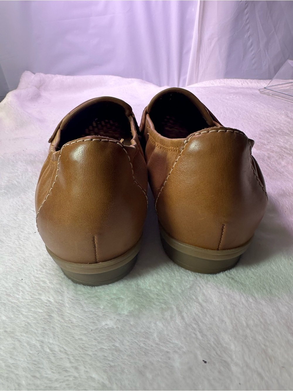 Clarks Women's Perforated Leather Penny Loafers in Tan - Picture 6 of 9